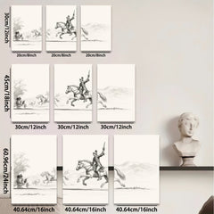 2D flat 1pc Revolutionary War cavalry charge historic Americana farmhouse wall decor living room bedroom gallery wrapped canvas print modern art