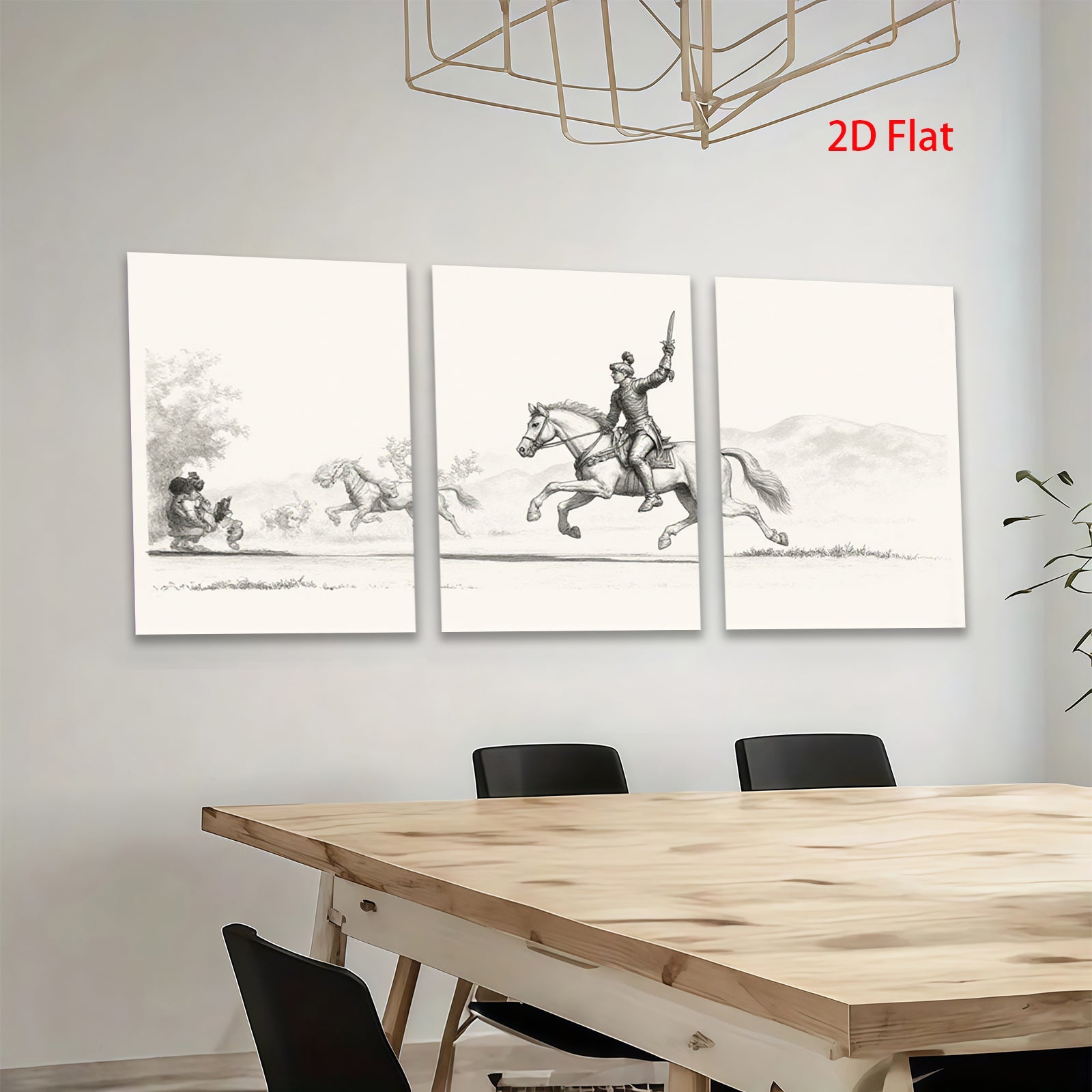 2D flat 1pc Revolutionary War cavalry charge historic Americana farmhouse wall decor living room bedroom gallery wrapped canvas print modern art