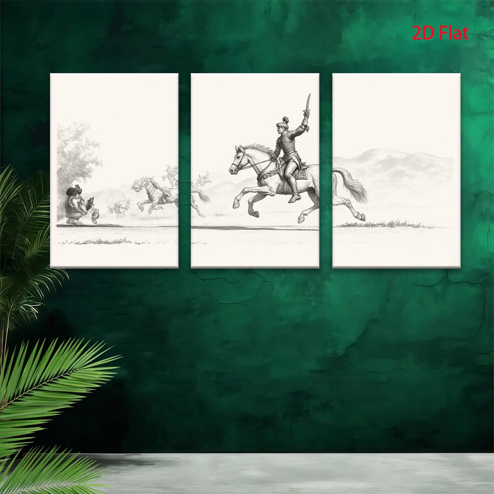 2D flat 1pc Revolutionary War cavalry charge historic Americana farmhouse wall decor living room bedroom gallery wrapped canvas print modern art