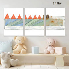 2D flat 1pc Road Construction Scene Minimalist Wall Art Modern Farmhouse Decor Living Room Bedroom Gallery Wrapped Canvas Prints Contemporary Home Accents