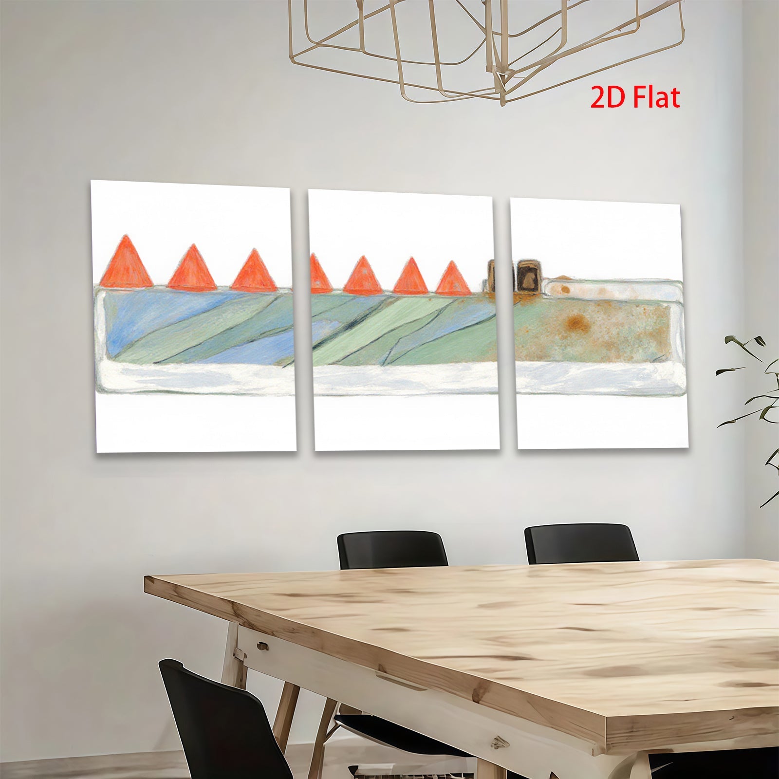 2D flat 1pc Road Construction Scene Minimalist Wall Art Modern Farmhouse Decor Living Room Bedroom Gallery Wrapped Canvas Prints Contemporary Home Accents