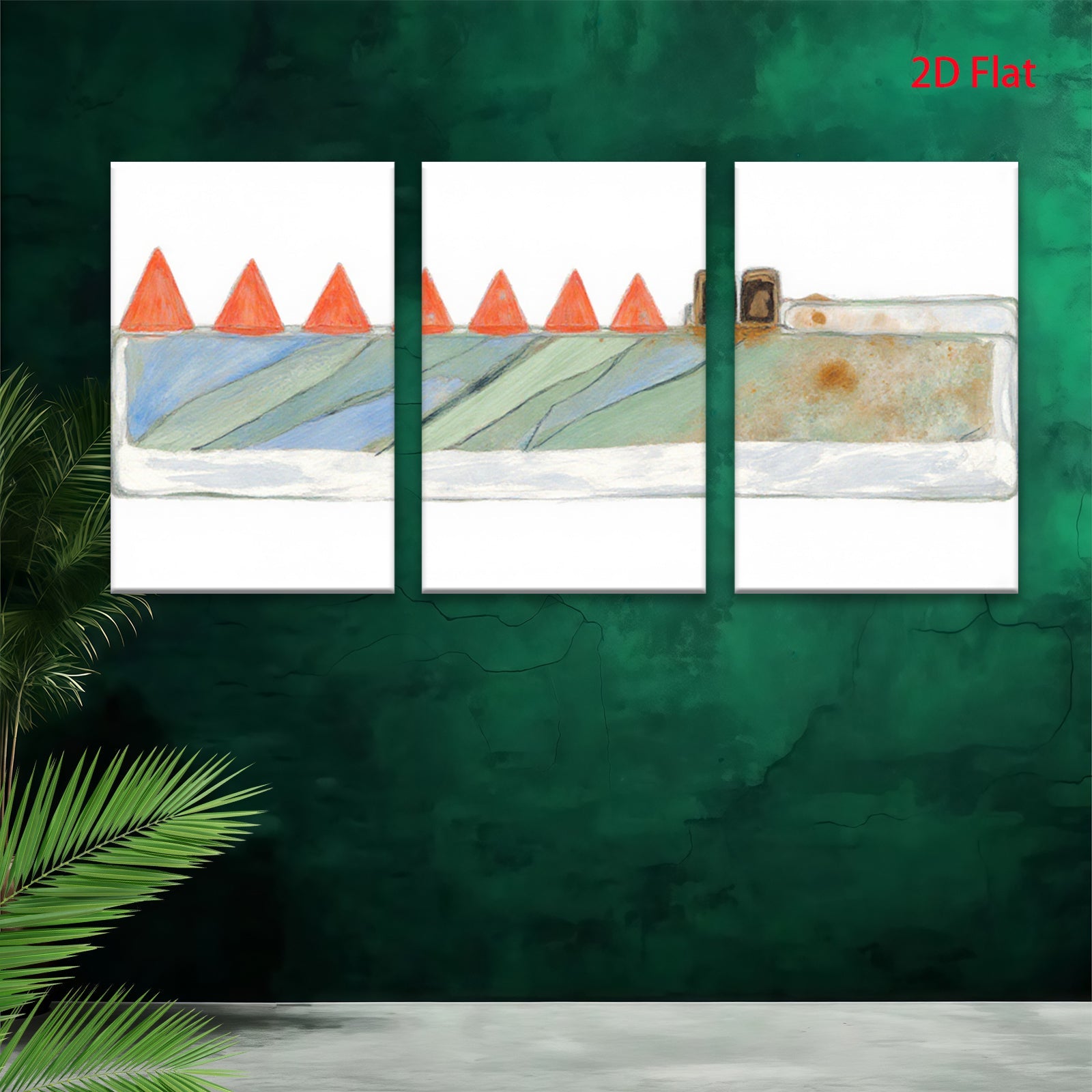 2D flat 1pc Road Construction Scene Minimalist Wall Art Modern Farmhouse Decor Living Room Bedroom Gallery Wrapped Canvas Prints Contemporary Home Accents