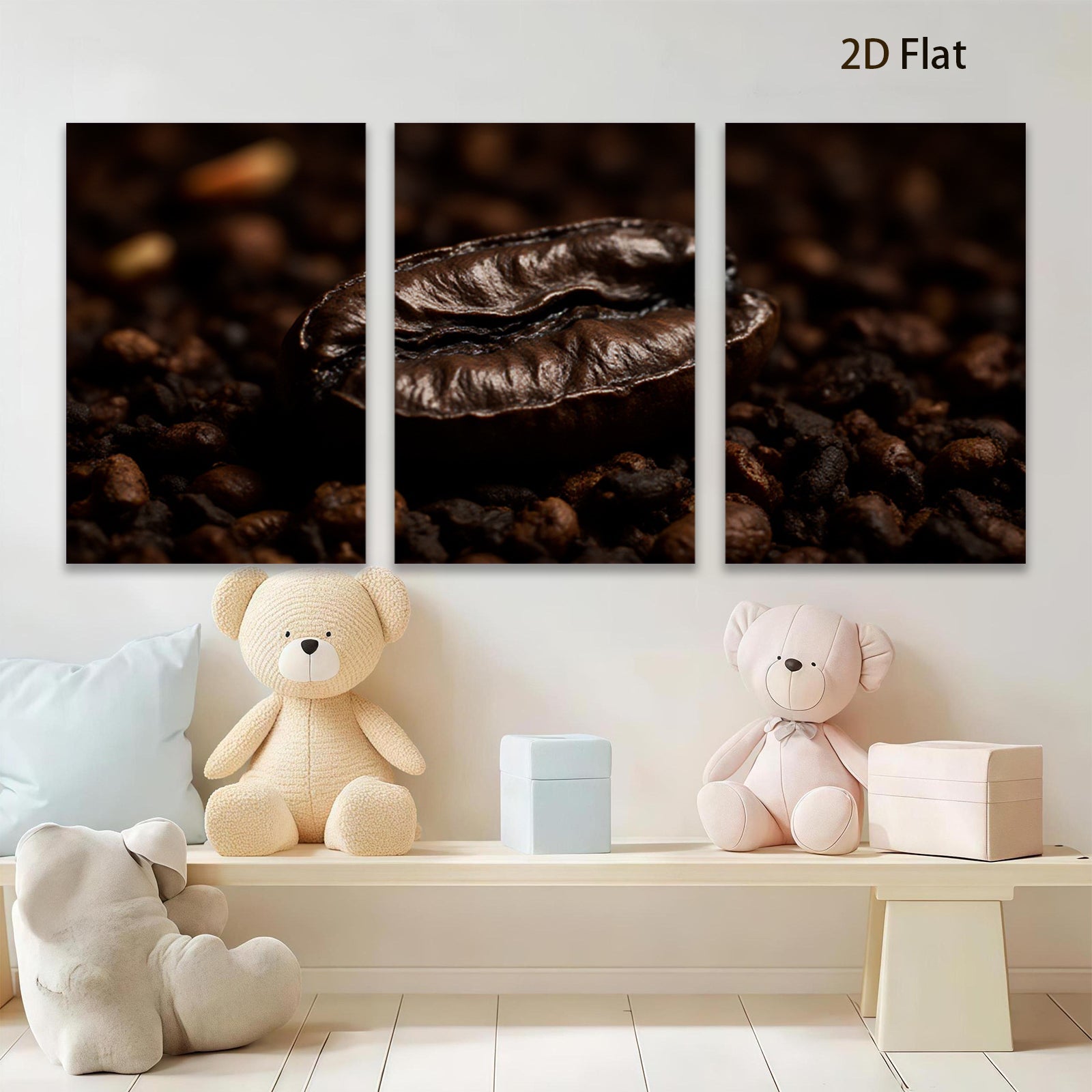 2D flat 1pc Roasted Coffee Bean Close Up Wall Art Kitchen Decor Rustic Farmhouse Style Modern Minimalist Canvas Prints Living Room Bedroom Decor