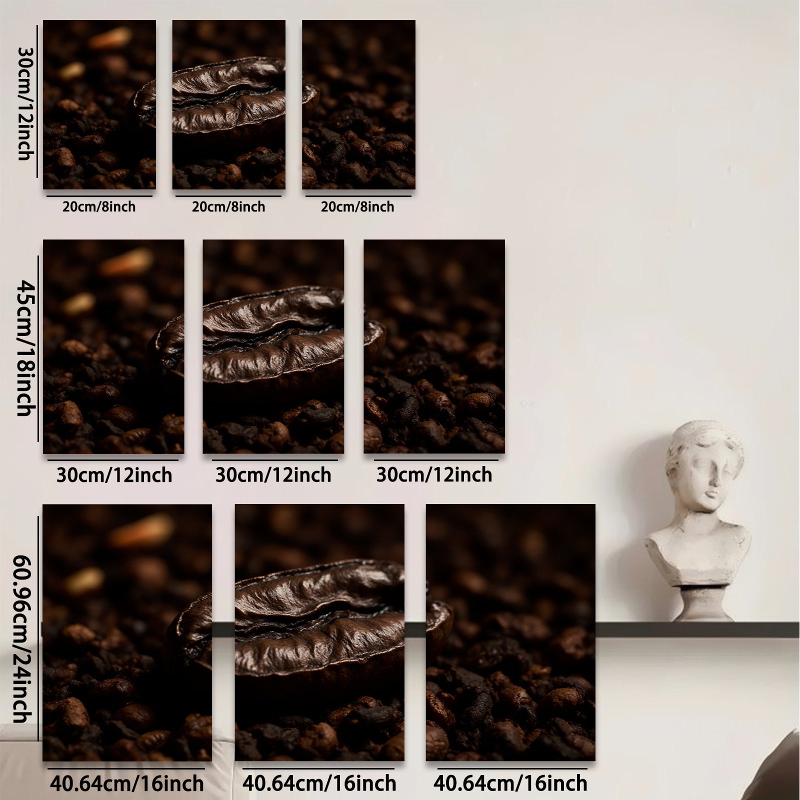 2D flat 1pc Roasted Coffee Bean Close Up Wall Art Kitchen Decor Rustic Farmhouse Style Modern Minimalist Canvas Prints Living Room Bedroom Decor