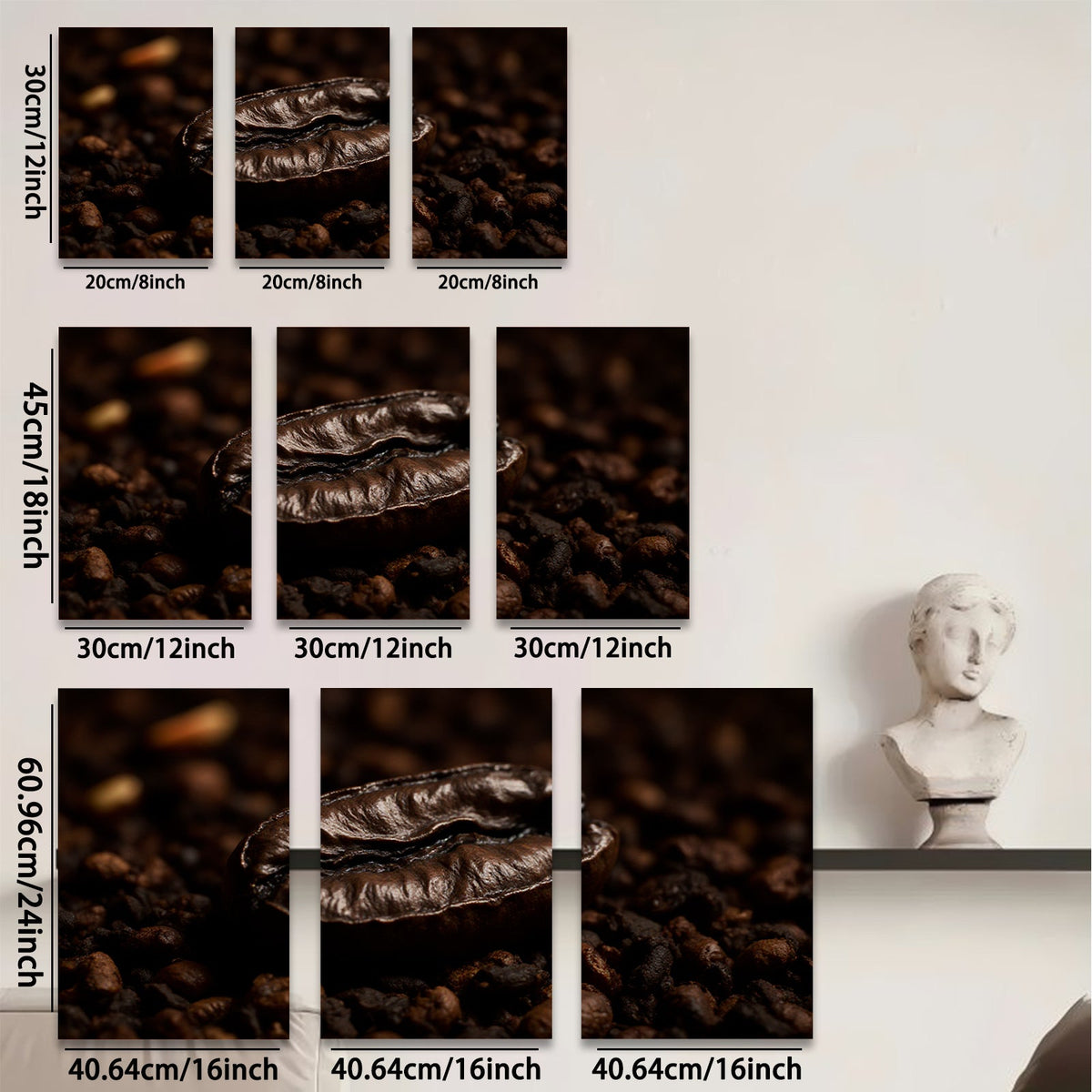 2D flat 1pc Roasted Coffee Bean Close Up Wall Art Kitchen Decor Rustic Farmhouse Style Modern Minimalist Canvas Prints Living Room Bedroom Decor