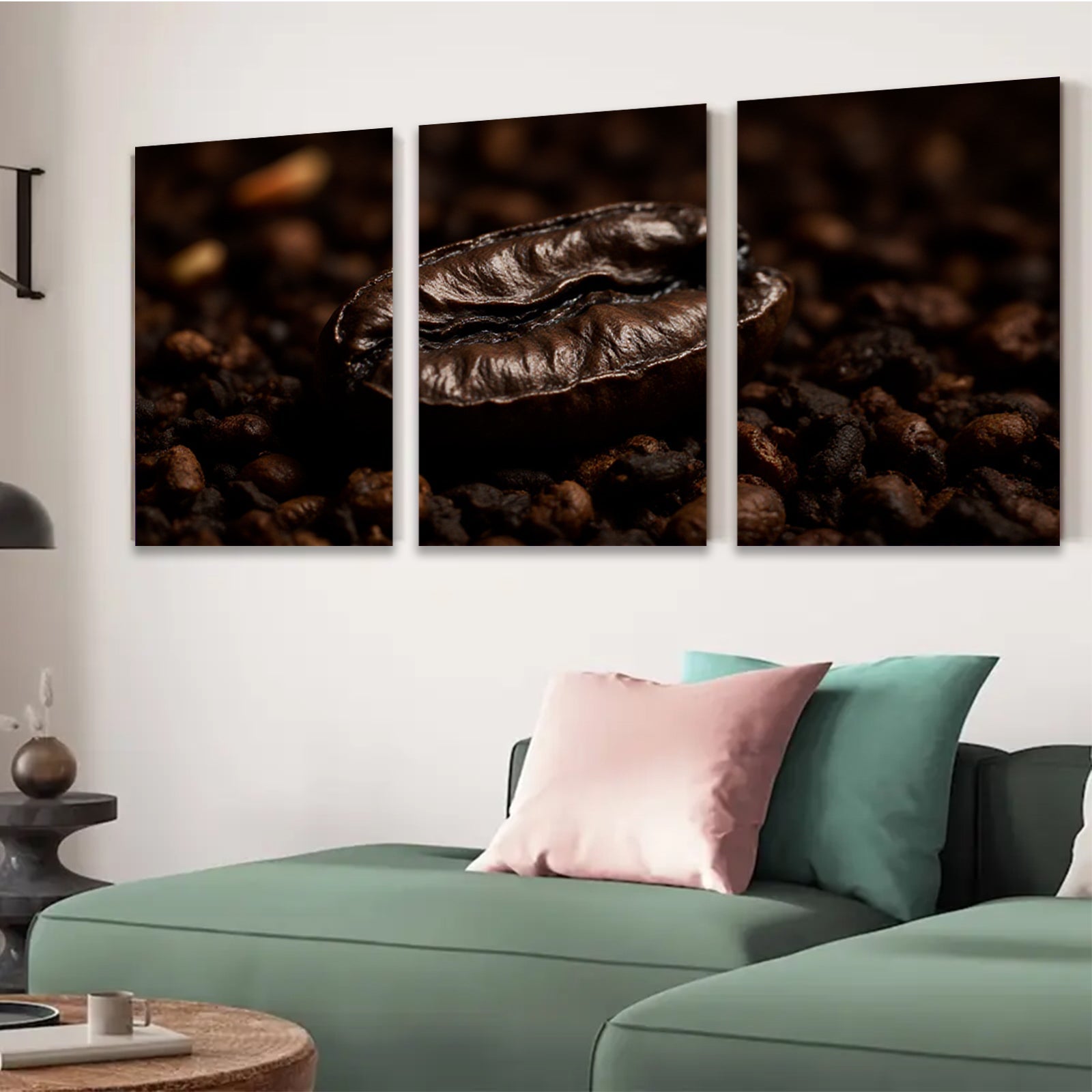 2D flat 1pc Roasted Coffee Bean Close Up Wall Art Kitchen Decor Rustic Farmhouse Style Modern Minimalist Canvas Prints Living Room Bedroom Decor
