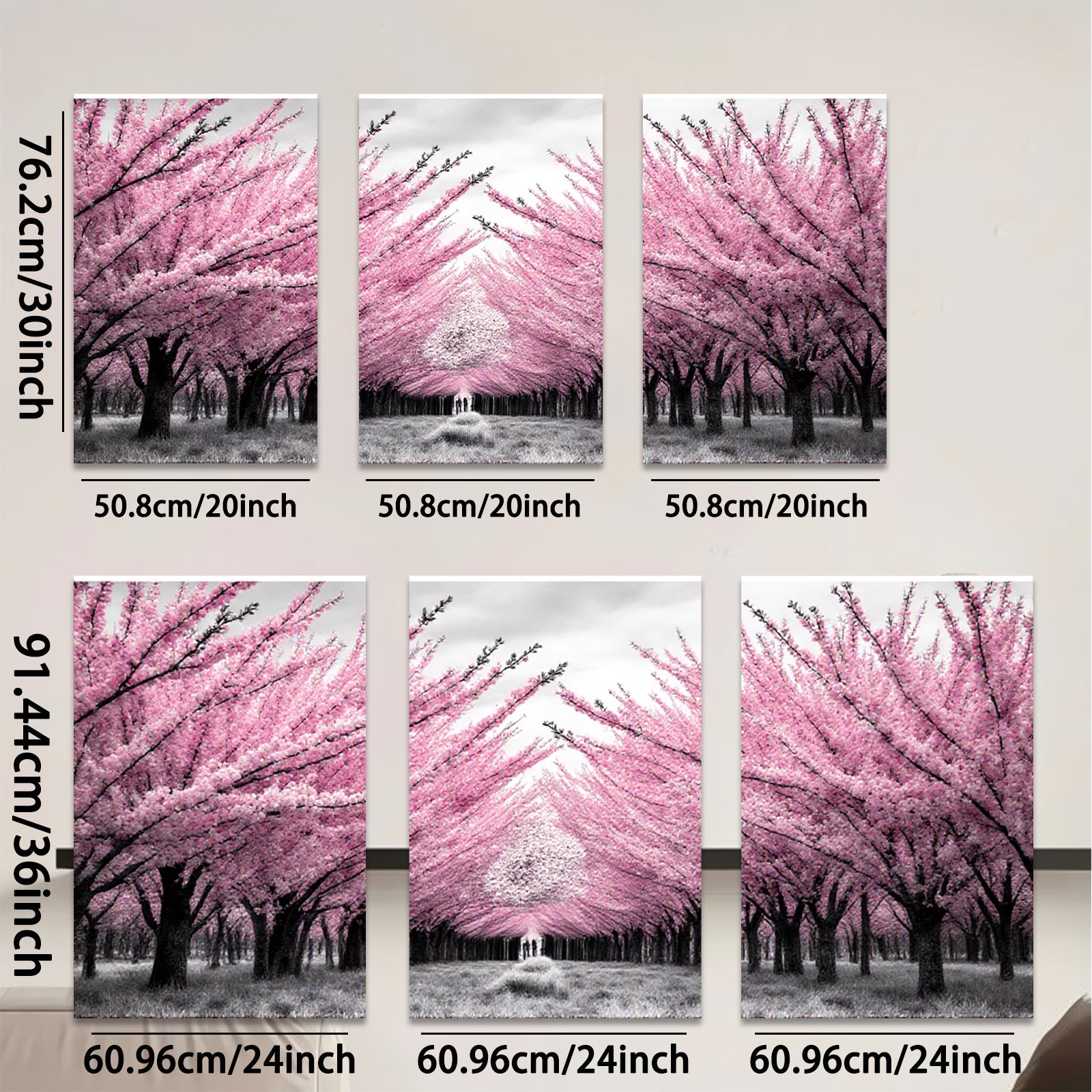 2D flat 1pc Romantic Blossom Pathway Spring Floral Wall Art Decor for Living Room Bedroom Modern Farmhouse Gallery Wrapped Canvas Prints Ready to Hang
