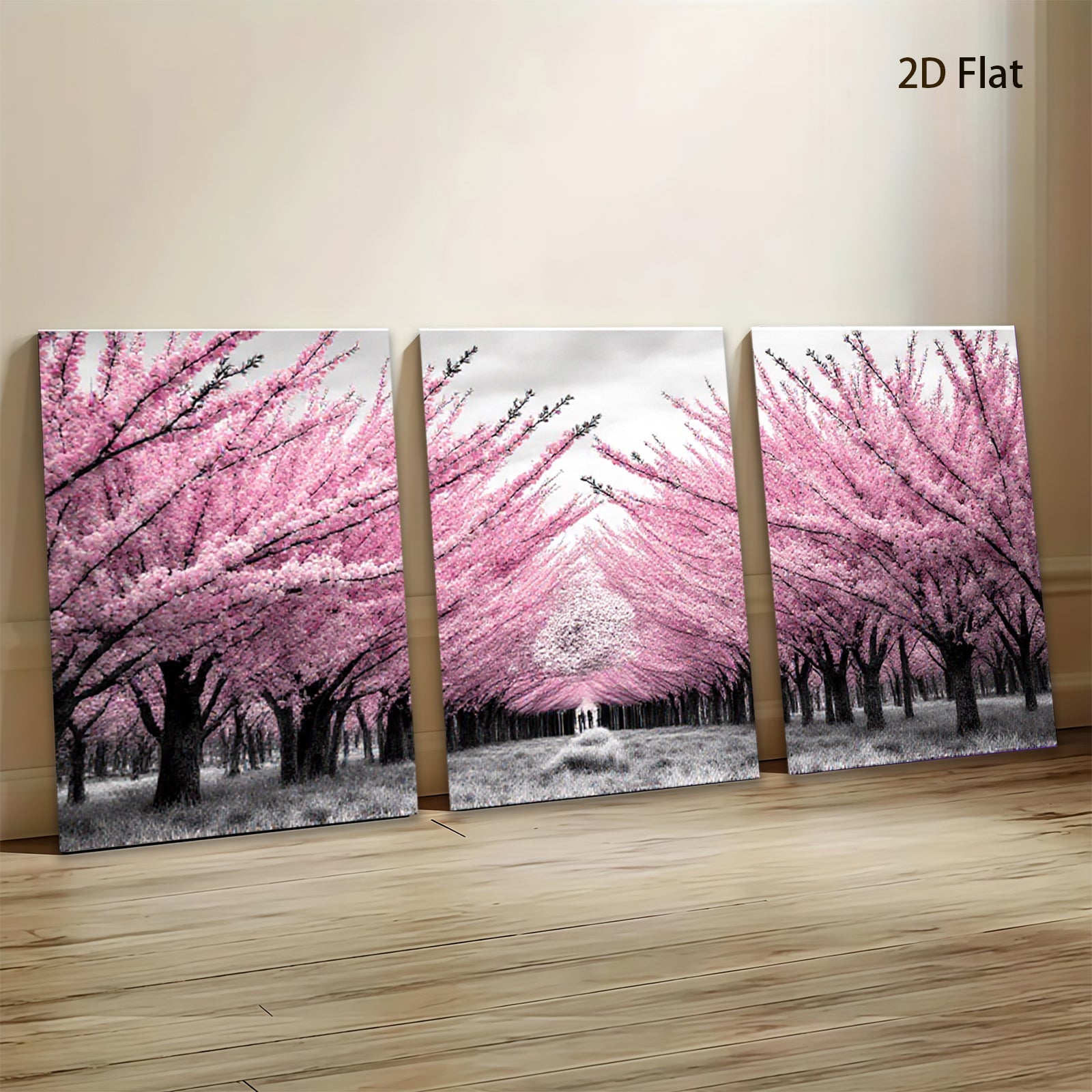 2D flat 1pc Romantic Blossom Pathway Spring Floral Wall Art Decor for Living Room Bedroom Modern Farmhouse Gallery Wrapped Canvas Prints Ready to Hang