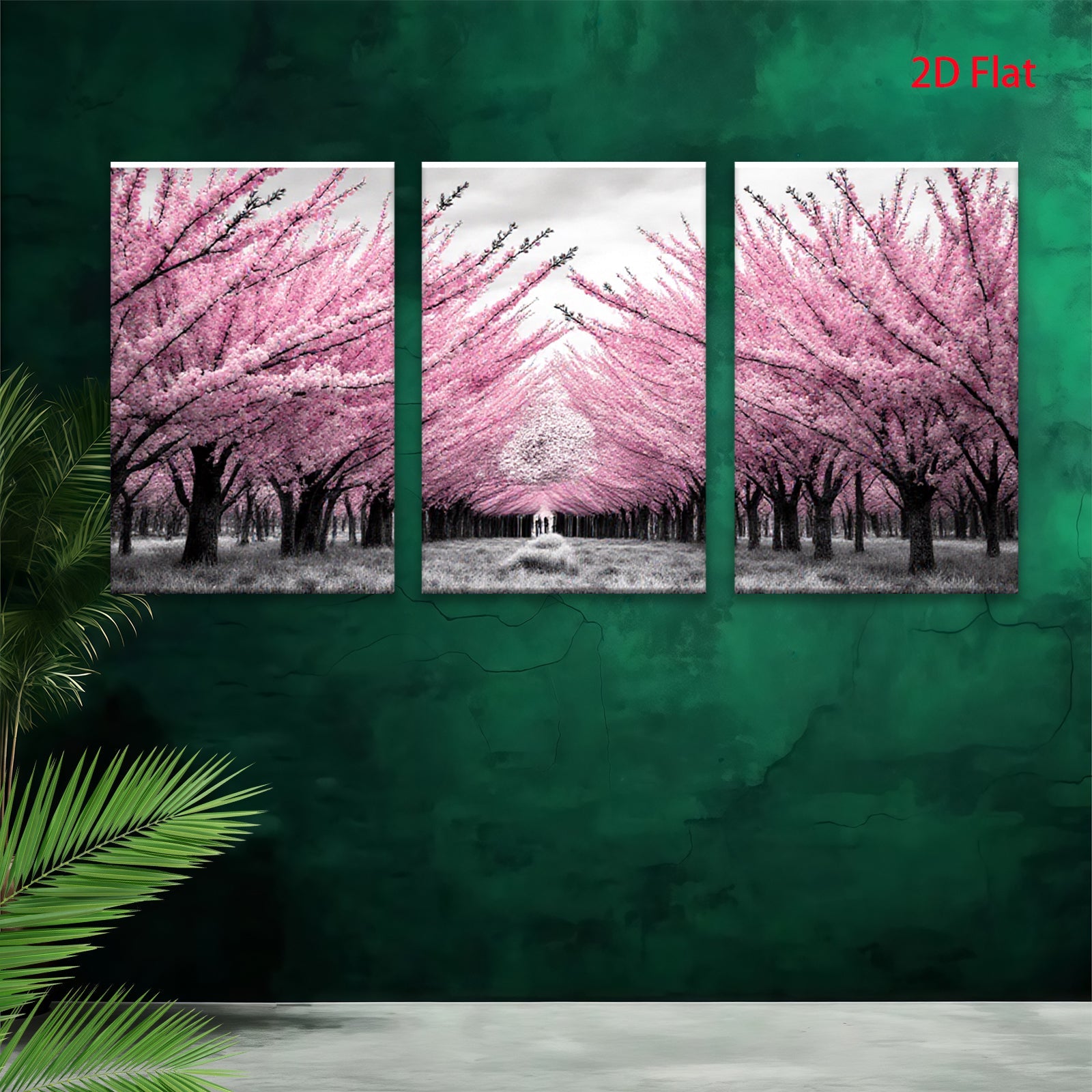 2D flat 1pc Romantic Blossom Pathway Spring Floral Wall Art Decor for Living Room Bedroom Modern Farmhouse Gallery Wrapped Canvas Prints Ready to Hang