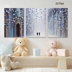 2D flat 1pc Romantic Street Rain Cityscape Wall Art Modern Home Decor Living Room Bedroom Canvas Prints Framed Ready to Hang Gallery Wrapped Giclee