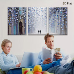 2D flat 1pc Romantic Street Rain Cityscape Wall Art Modern Home Decor Living Room Bedroom Canvas Prints Framed Ready to Hang Gallery Wrapped Giclee