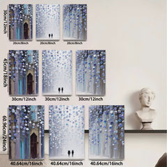 2D flat 1pc Romantic Street Rain Cityscape Wall Art Modern Home Decor Living Room Bedroom Canvas Prints Framed Ready to Hang Gallery Wrapped Giclee