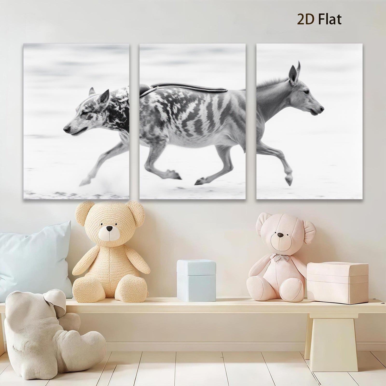2D flat 1pc Running Palomino Horse Wall Art Farm Animal Decor Canvas Prints for Living Room Bedroom Home Office Gallery Wrapped Modern Farmhouse Style