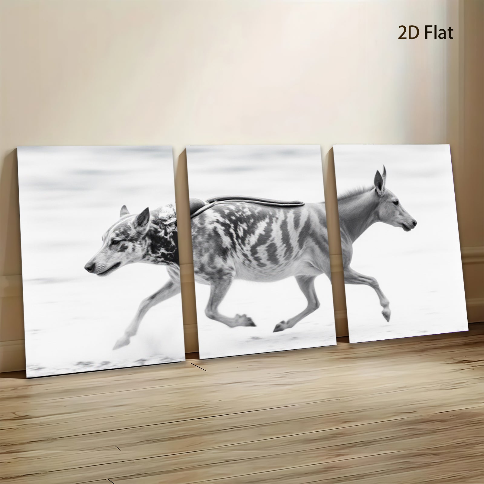 2D flat 1pc Running Palomino Horse Wall Art Farm Animal Decor Canvas Prints for Living Room Bedroom Home Office Gallery Wrapped Modern Farmhouse Style