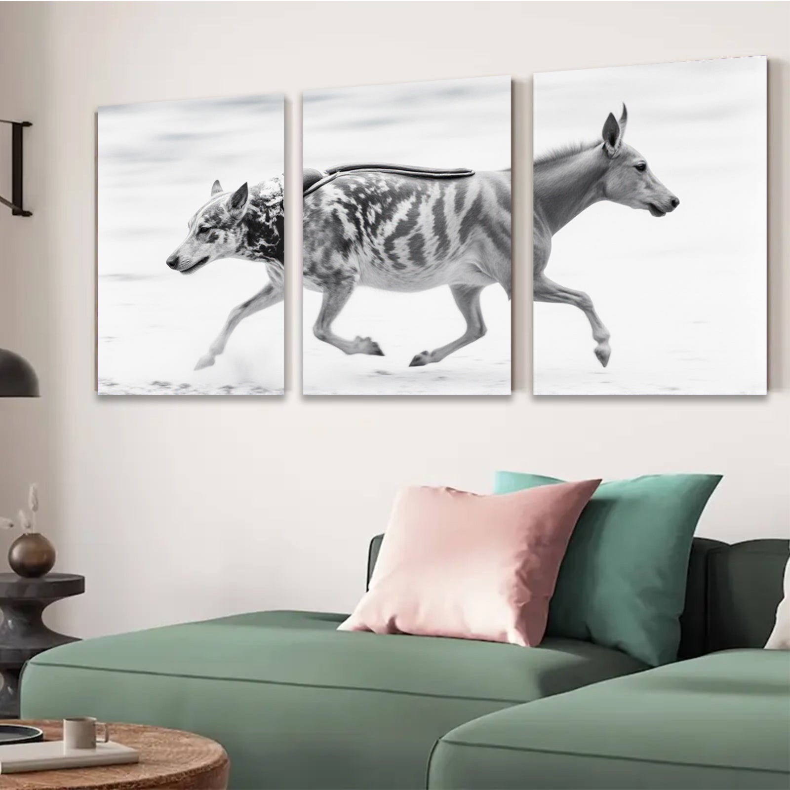 2D flat 1pc Running Palomino Horse Wall Art Farm Animal Decor Canvas Prints for Living Room Bedroom Home Office Gallery Wrapped Modern Farmhouse Style