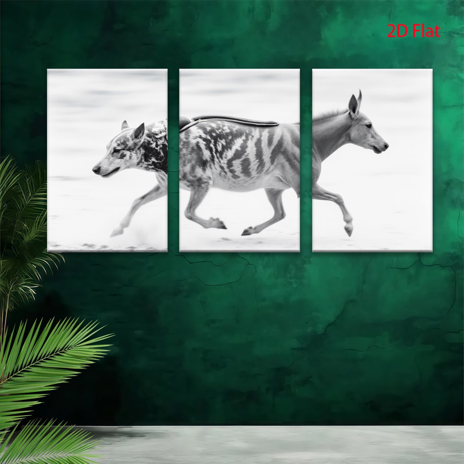2D flat 1pc Running Palomino Horse Wall Art Farm Animal Decor Canvas Prints for Living Room Bedroom Home Office Gallery Wrapped Modern Farmhouse Style