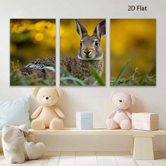 2D flat 1pc Rustic Cottontail Rabbit Wildlife Portrait Farmhouse Wall Decor Living Room Bedroom Gallery Wrapped Canvas Prints Modern Art