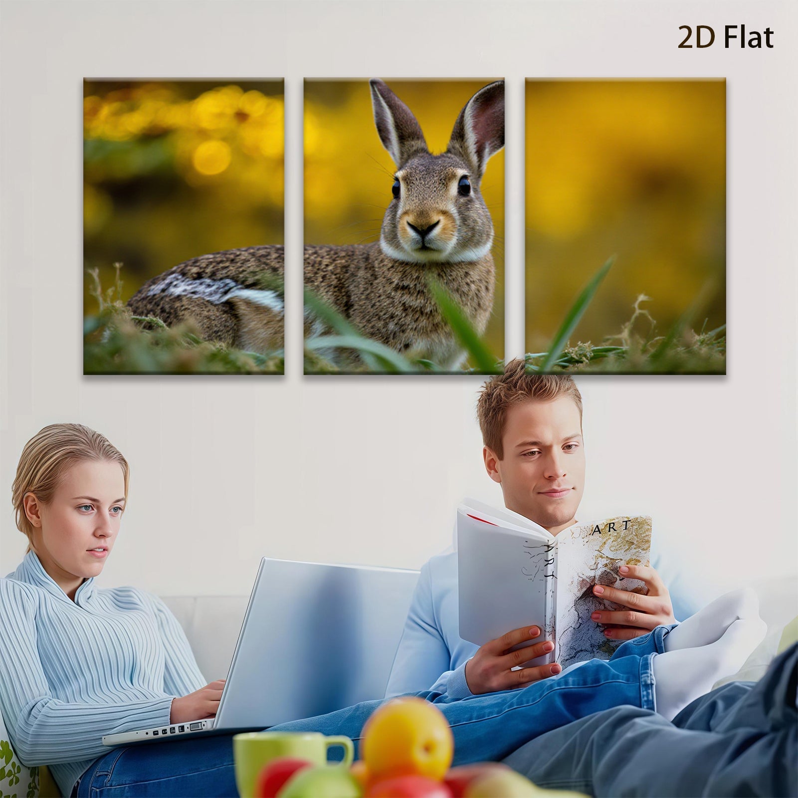 2D flat 1pc Rustic Cottontail Rabbit Wildlife Portrait Farmhouse Wall Decor Living Room Bedroom Gallery Wrapped Canvas Prints Modern Art