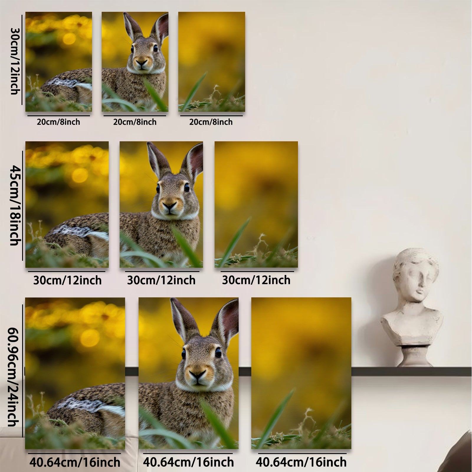 2D flat 1pc Rustic Cottontail Rabbit Wildlife Portrait Farmhouse Wall Decor Living Room Bedroom Gallery Wrapped Canvas Prints Modern Art