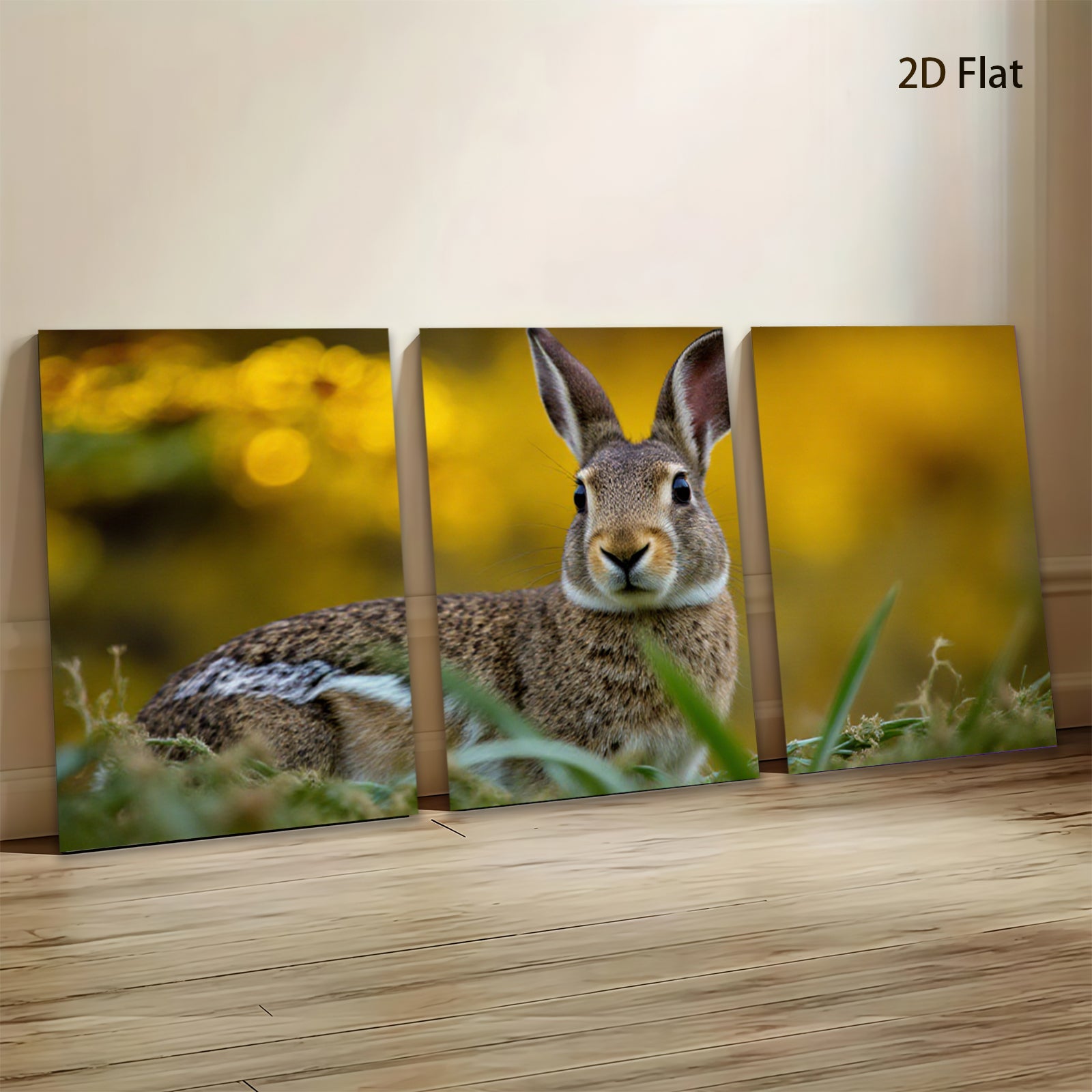 2D flat 1pc Rustic Cottontail Rabbit Wildlife Portrait Farmhouse Wall Decor Living Room Bedroom Gallery Wrapped Canvas Prints Modern Art