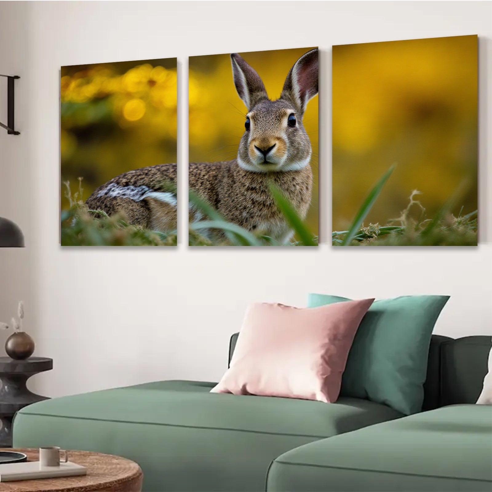 2D flat 1pc Rustic Cottontail Rabbit Wildlife Portrait Farmhouse Wall Decor Living Room Bedroom Gallery Wrapped Canvas Prints Modern Art