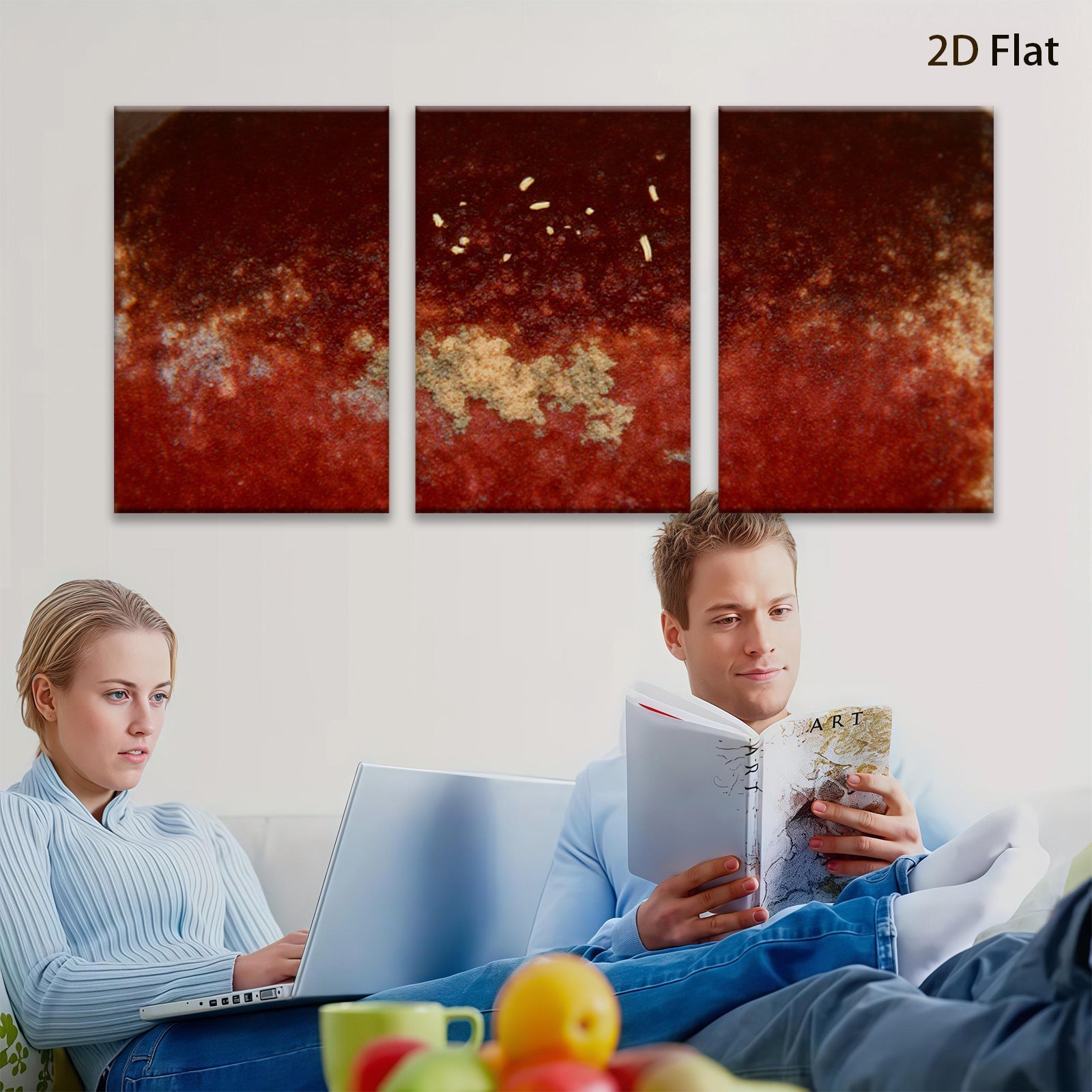 2D flat 1pc Rustic Crimson Wash Abstract Canvas Wall Art Living Room Bedroom Home Decor Gallery Wrapped Prints Modern Farmhouse Style Trending Now