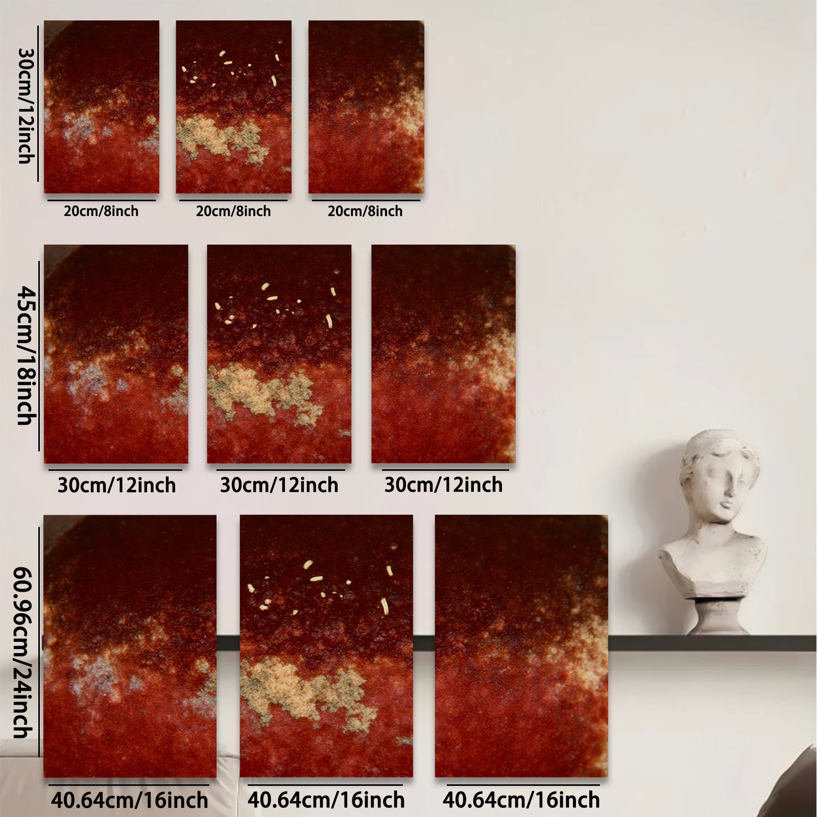 2D flat 1pc Rustic Crimson Wash Abstract Canvas Wall Art Living Room Bedroom Home Decor Gallery Wrapped Prints Modern Farmhouse Style Trending Now