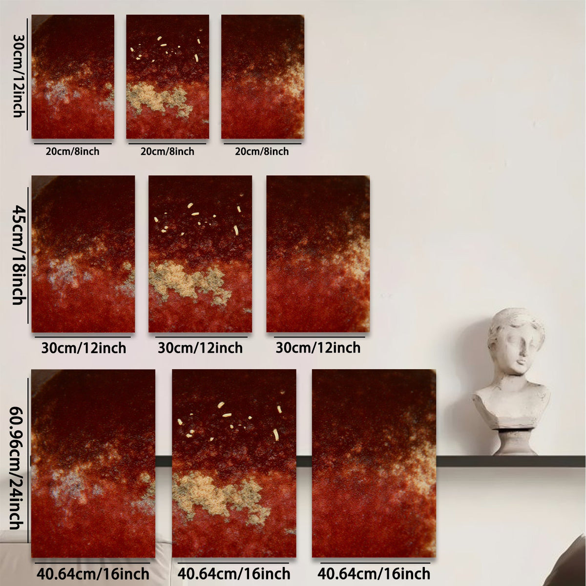 2D flat 1pc Rustic Crimson Wash Abstract Canvas Wall Art Living Room Bedroom Home Decor Gallery Wrapped Prints Modern Farmhouse Style Trending Now