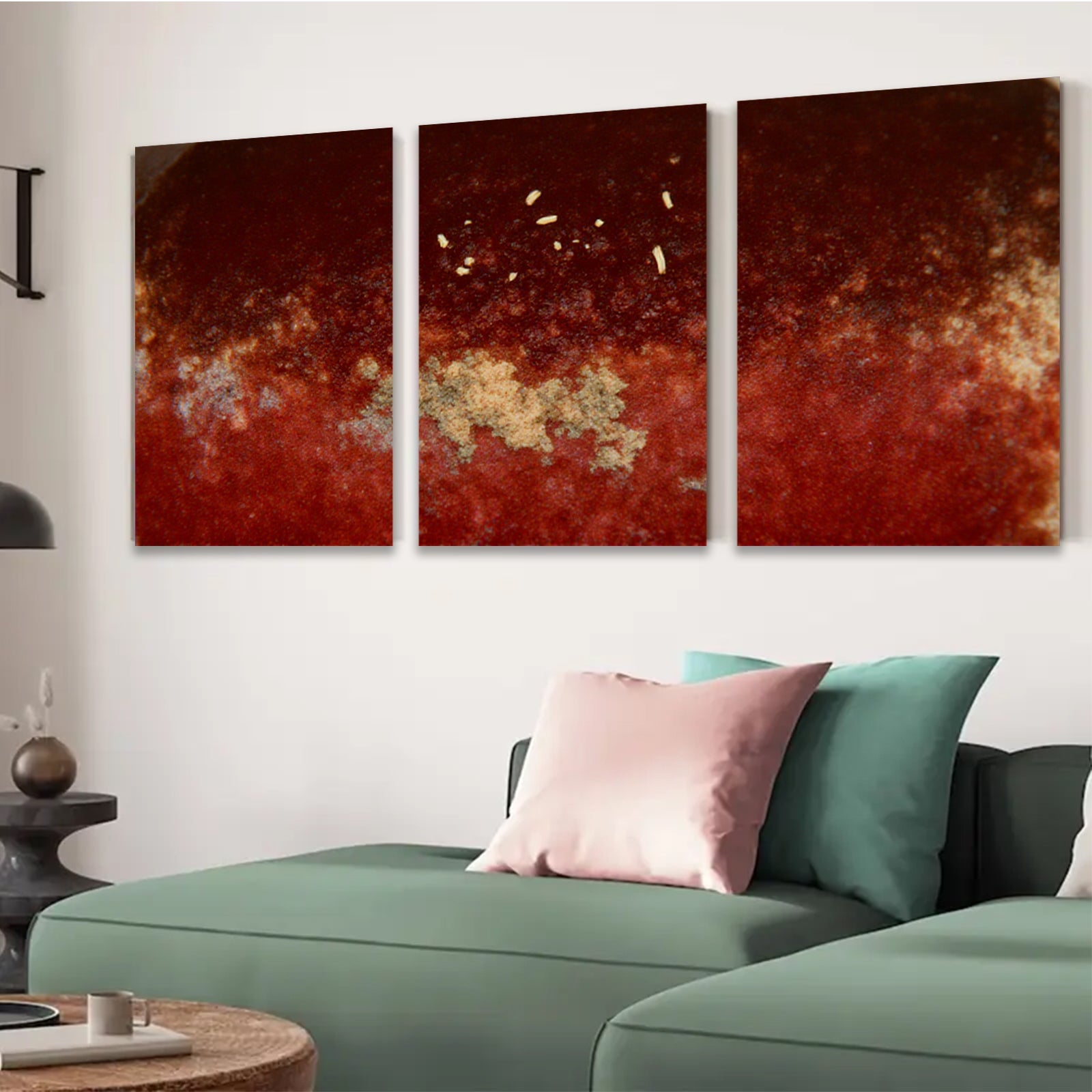 2D flat 1pc Rustic Crimson Wash Abstract Canvas Wall Art Living Room Bedroom Home Decor Gallery Wrapped Prints Modern Farmhouse Style Trending Now