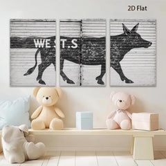 2D flat 1pc Rustic Farm Animal Silhouette Wall Decor for Living Room Bedroom Barn Chic Modern Farmhouse Style Gallery Wrapped Canvas Prints
