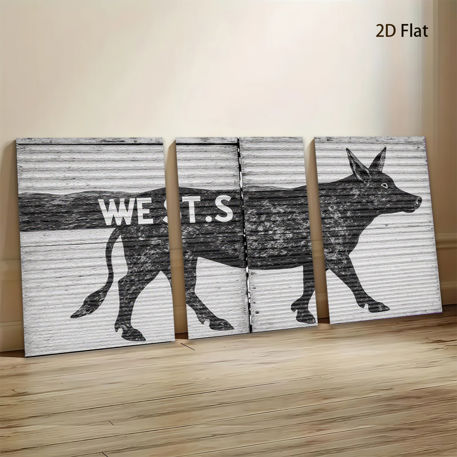 2D flat 1pc Rustic Farm Animal Silhouette Wall Decor for Living Room Bedroom Barn Chic Modern Farmhouse Style Gallery Wrapped Canvas Prints