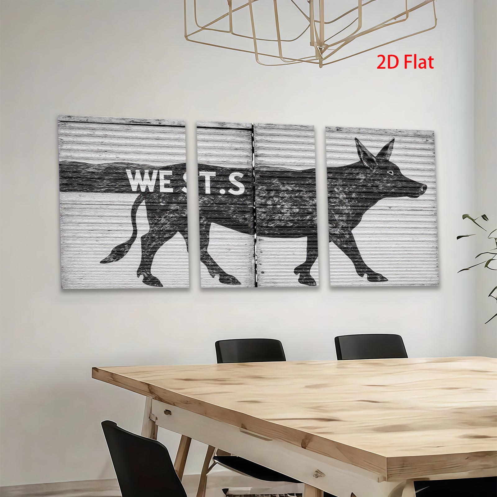2D flat 1pc Rustic Farm Animal Silhouette Wall Decor for Living Room Bedroom Barn Chic Modern Farmhouse Style Gallery Wrapped Canvas Prints