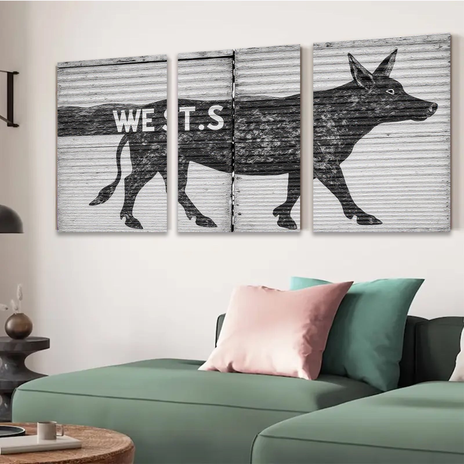 2D flat 1pc Rustic Farm Animal Silhouette Wall Decor for Living Room Bedroom Barn Chic Modern Farmhouse Style Gallery Wrapped Canvas Prints