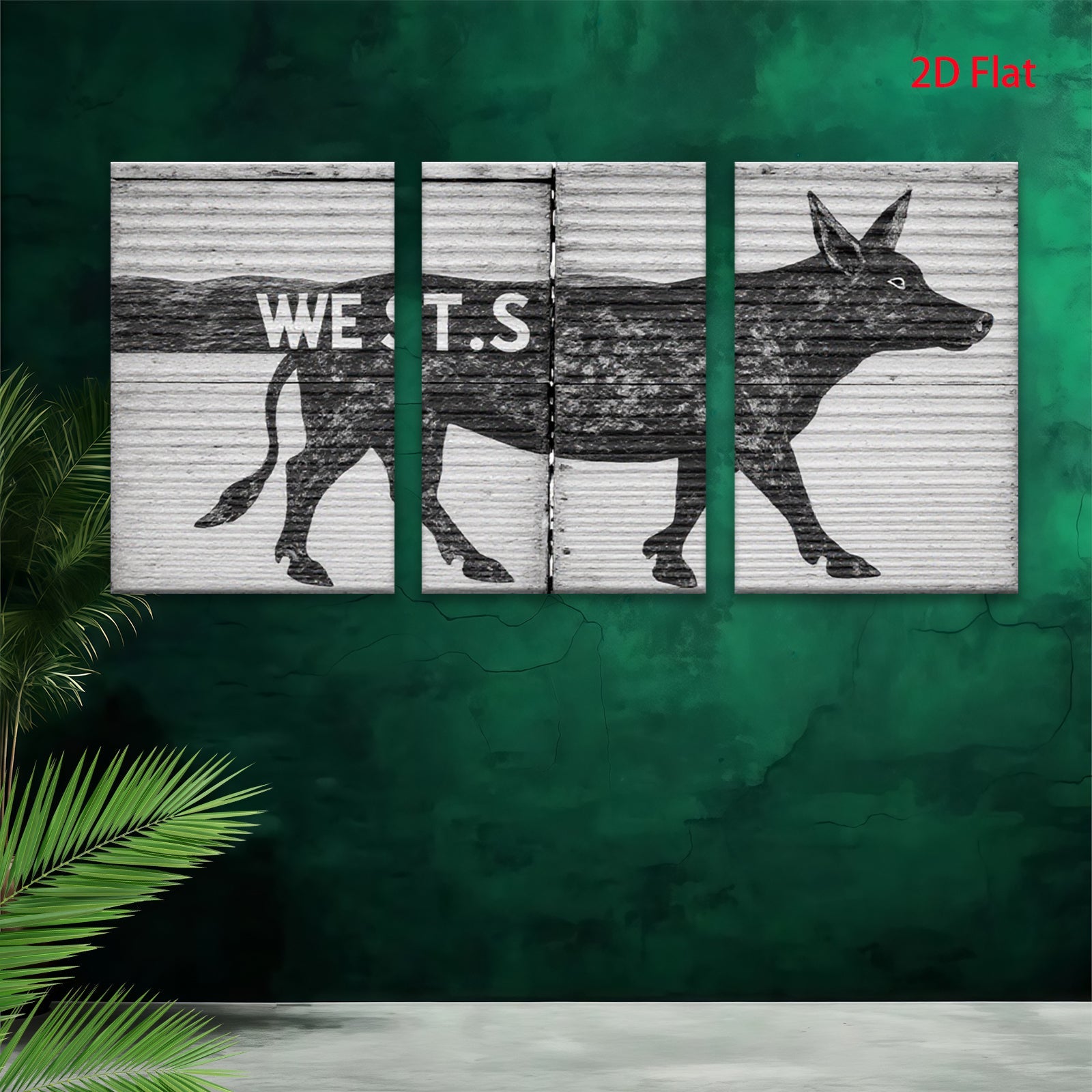 2D flat 1pc Rustic Farm Animal Silhouette Wall Decor for Living Room Bedroom Barn Chic Modern Farmhouse Style Gallery Wrapped Canvas Prints