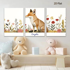 2D flat 1pc Rustic Fox Portrait Floral Wall Art Canvas Print Home Decor Living Room Bedroom Farmhouse Style Modern Artwork Gallery Wrapped Ready To Hang