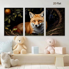 2D flat 1pc Rustic Fox Portrait Woodland Creature Wall Art Decor for Living Room Bedroom Gallery Wrapped Canvas Prints Modern Farmhouse Style
