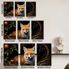 2D flat 1pc Rustic Fox Portrait Woodland Creature Wall Art Decor for Living Room Bedroom Gallery Wrapped Canvas Prints Modern Farmhouse Style