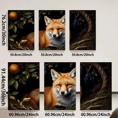 2D flat 1pc Rustic Fox Portrait Woodland Creature Wall Art Decor for Living Room Bedroom Gallery Wrapped Canvas Prints Modern Farmhouse Style