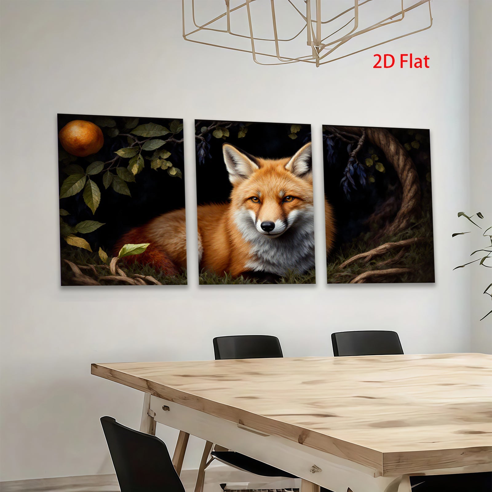 2D flat 1pc Rustic Fox Portrait Woodland Creature Wall Art Decor for Living Room Bedroom Gallery Wrapped Canvas Prints Modern Farmhouse Style
