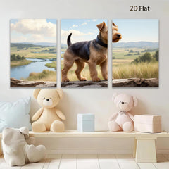 2D flat 1pc Rustic Fox Terrier Portrait Farmhouse Wall Decor Living Room Bedroom Gallery Wrapped Canvas Prints Modern Art Home Decorations