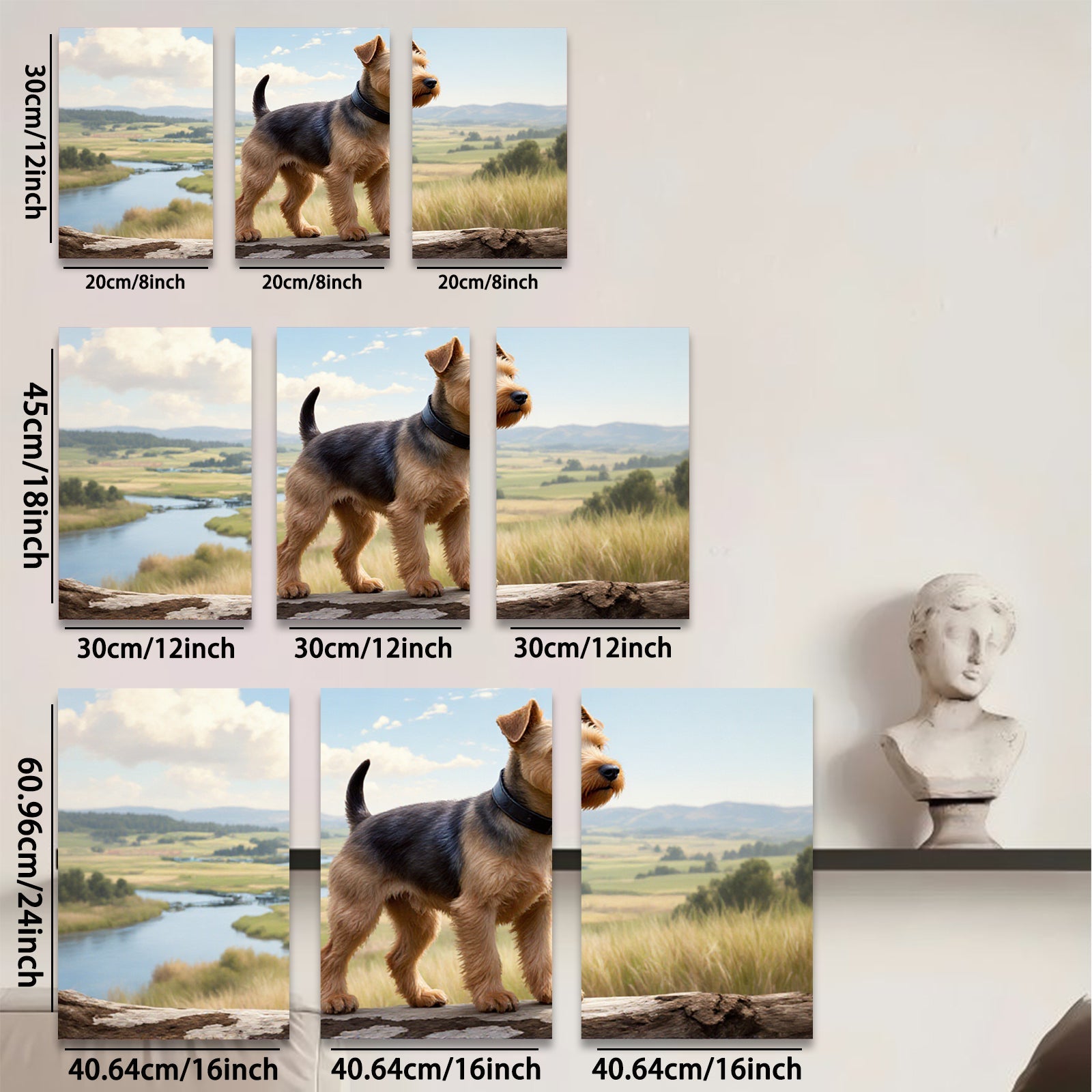 2D flat 1pc Rustic Fox Terrier Portrait Farmhouse Wall Decor Living Room Bedroom Gallery Wrapped Canvas Prints Modern Art Home Decorations