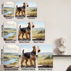 2D flat 1pc Rustic Fox Terrier Portrait Farmhouse Wall Decor Living Room Bedroom Gallery Wrapped Canvas Prints Modern Art Home Decorations