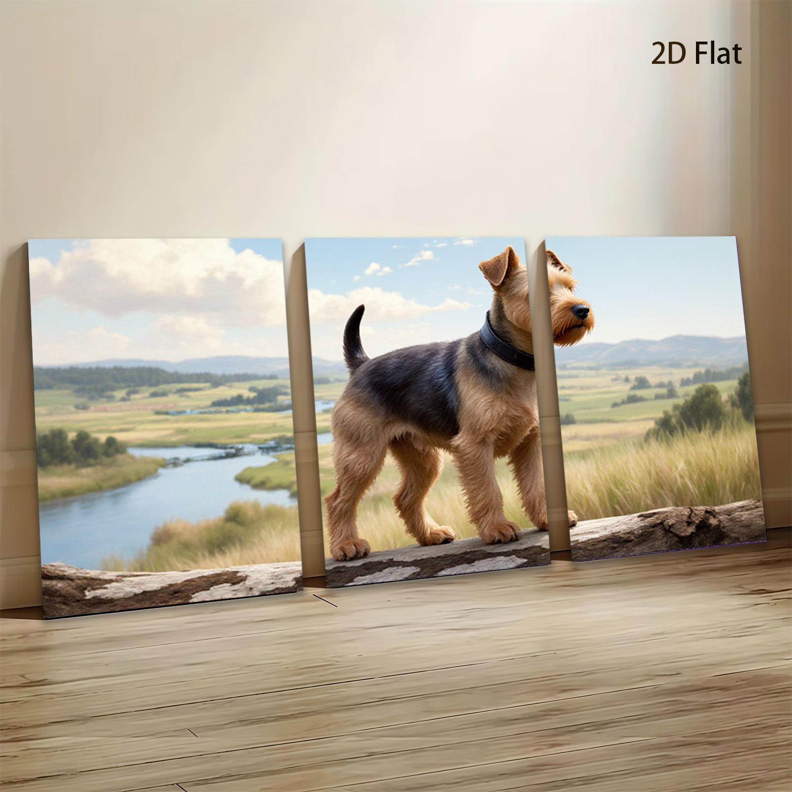 2D flat 1pc Rustic Fox Terrier Portrait Farmhouse Wall Decor Living Room Bedroom Gallery Wrapped Canvas Prints Modern Art Home Decorations