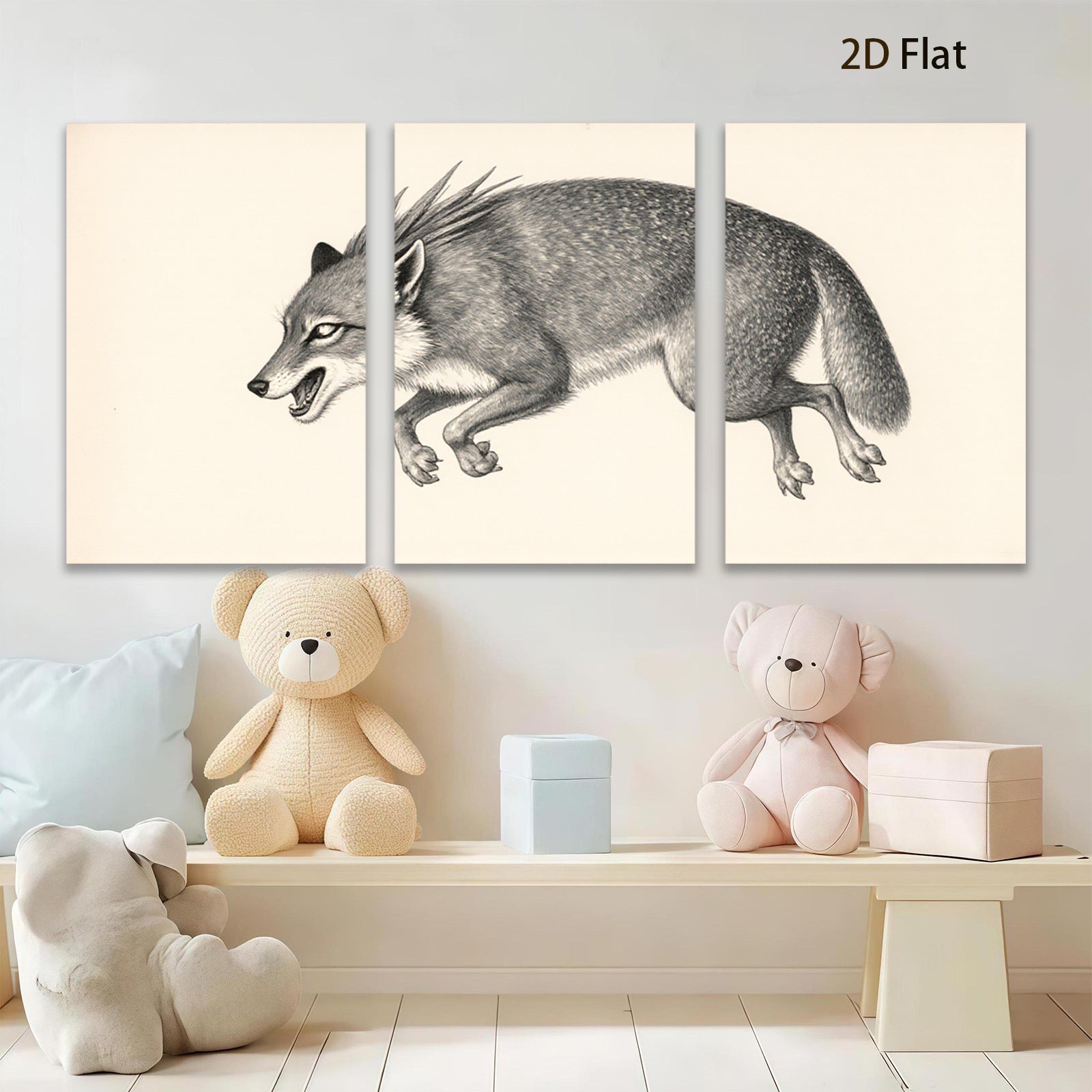 2D flat 1pc Rustic Fox Wildlife Portrait Farmhouse Wall Art Decor Living Room Bedroom Gallery Wrapped Canvas Prints Modern Minimalist Aesthetic