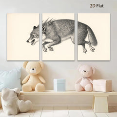 2D flat 1pc Rustic Fox Wildlife Portrait Farmhouse Wall Art Decor Living Room Bedroom Gallery Wrapped Canvas Prints Modern Minimalist Aesthetic