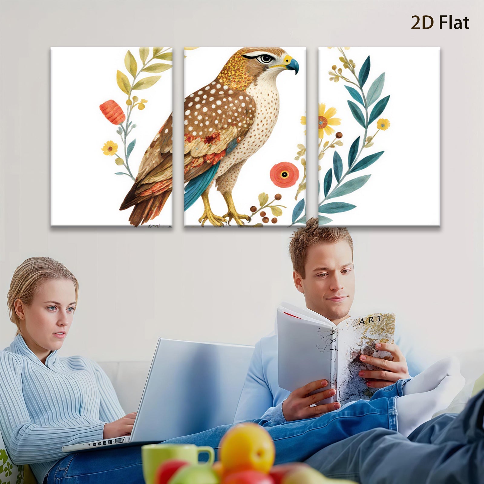 2D flat 1pc Rustic Hawk Botanical Wall Art Prints Farmhouse Decor Living Room Bedroom Gallery Wrapped Canvas Modern Art Home Decor