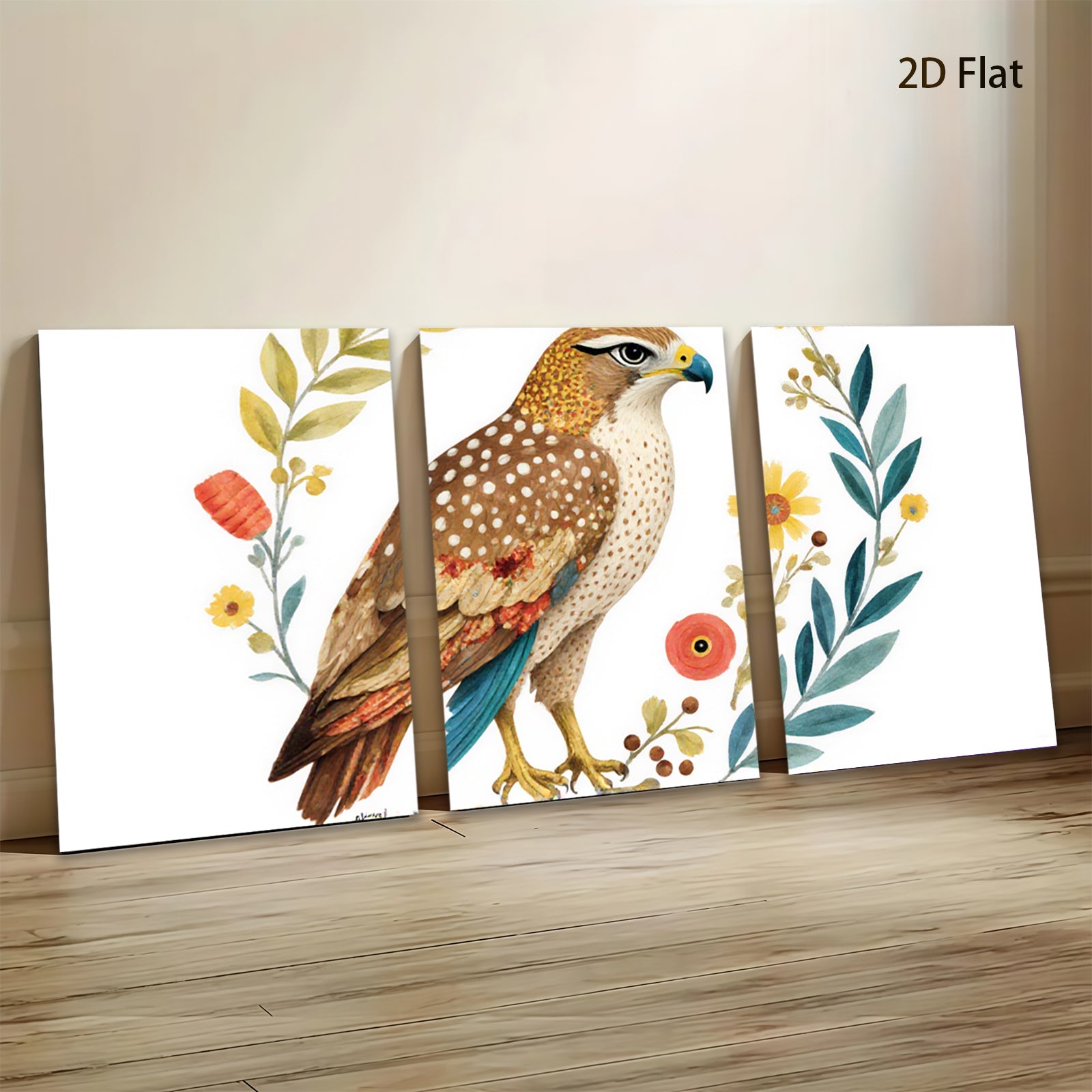 2D flat 1pc Rustic Hawk Botanical Wall Art Prints Farmhouse Decor Living Room Bedroom Gallery Wrapped Canvas Modern Art Home Decor