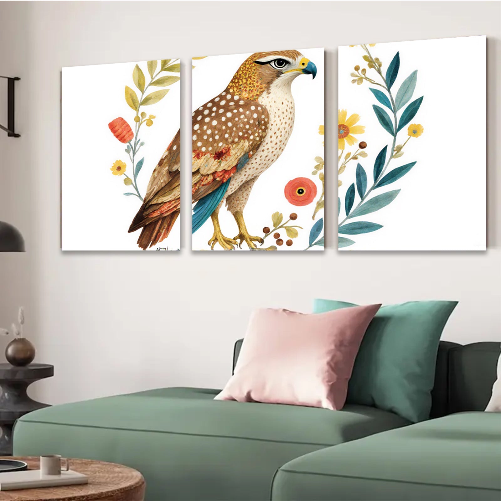 2D flat 1pc Rustic Hawk Botanical Wall Art Prints Farmhouse Decor Living Room Bedroom Gallery Wrapped Canvas Modern Art Home Decor