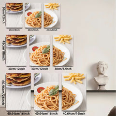 2D flat 1pc Rustic Kitchen Still Life Pasta Fries Delight farmhouse wall art dining room decor modern minimalist canvas prints for home