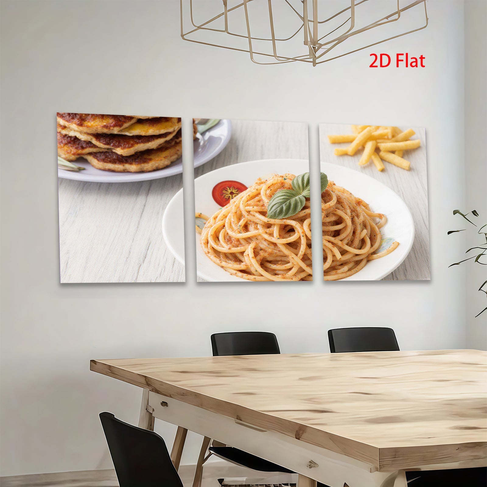 2D flat 1pc Rustic Kitchen Still Life Pasta Fries Delight farmhouse wall art dining room decor modern minimalist canvas prints for home